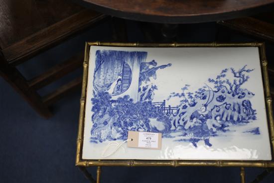 A Chinese blue and white tile or plaque, late 19th century,